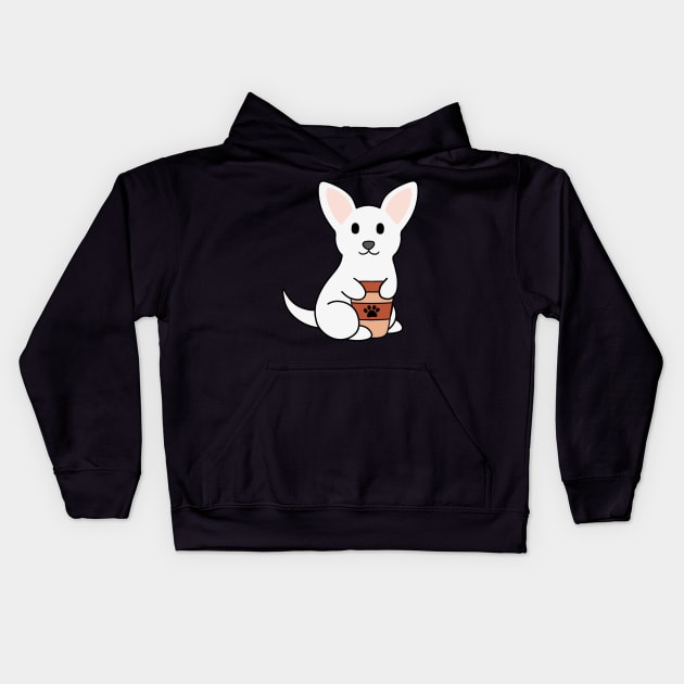 White Chihuahua Coffee Kids Hoodie by BiscuitSnack